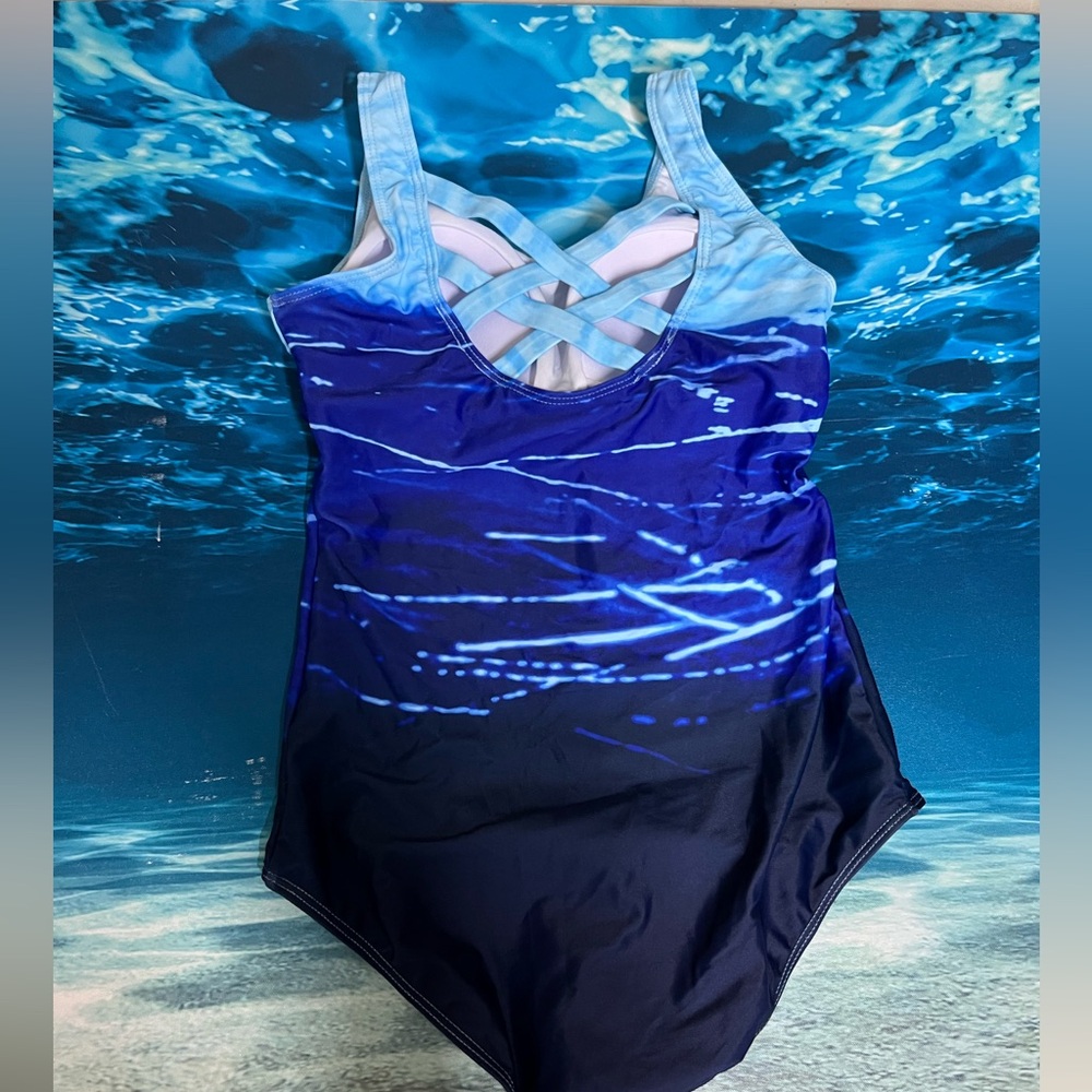 ☀️Athletic One Piece Swimsuit Women Modest Criss Cross Back Bathing Suit - Picture 6 of 10